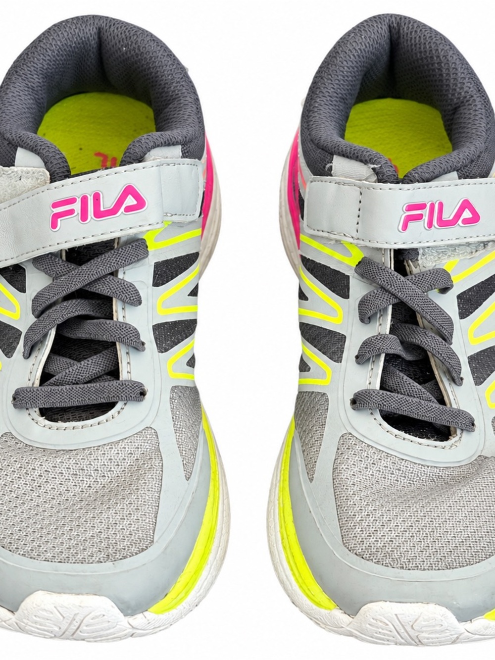 FILA Girls Big Kids Gray Pink Neon Athletic Sneakers Size 4.5Y
